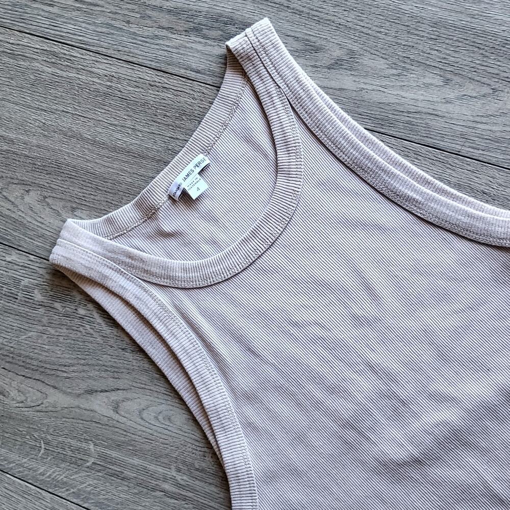 James Perse Standard Racerback Ribbed Tank Women's Size 4 Beige